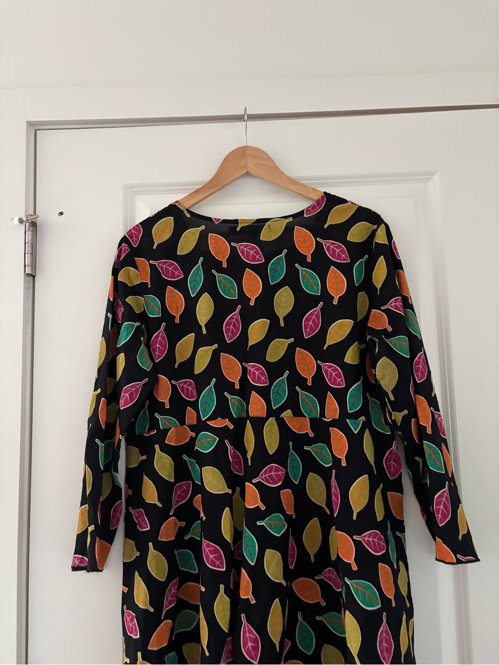 Gudrun Sjodgen Leaf Print Button Down Tunic Dress Cotton Lagenlook - Picture 6 of 8